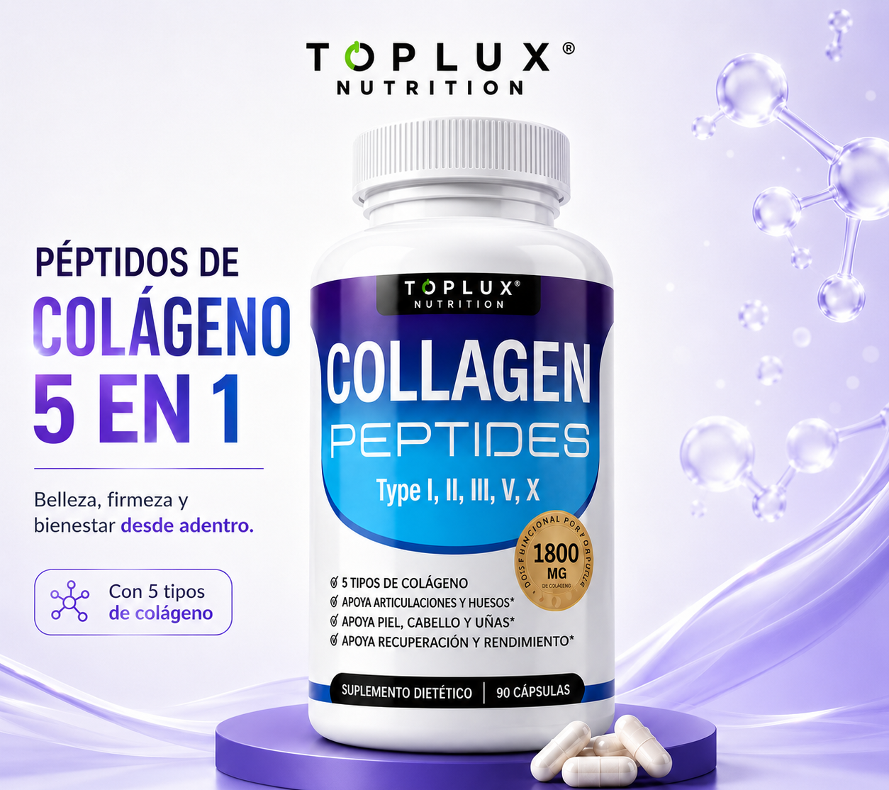 Toplux™ Péptidos de Colágeno - La base fundamental de tu vitalidad diaria.