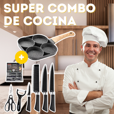SUPER COMBO: Set de Cuchillos + Sartén Antiadherente🧑🏼🍳