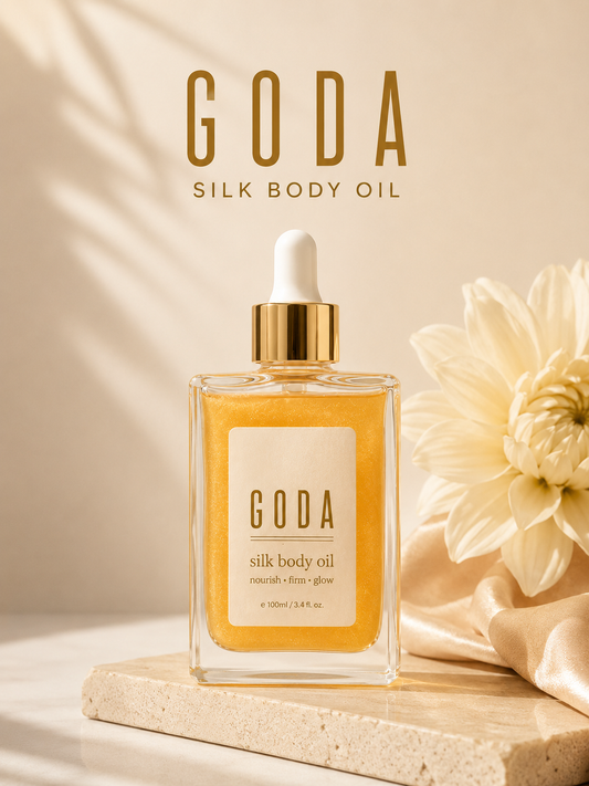 GODA™ Aceite Corporal Reafirmante: La caricia de seda que tu piel necesita.