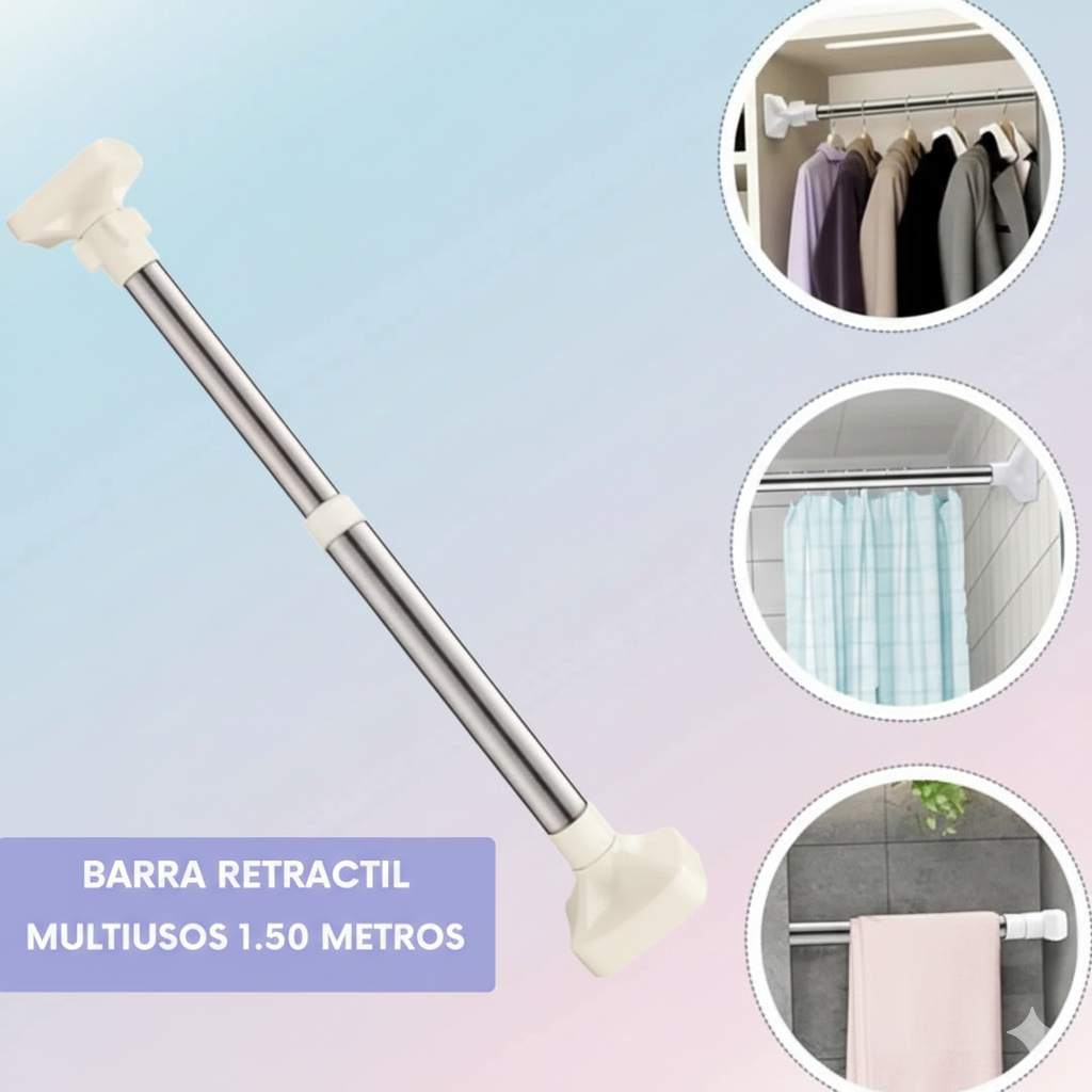 Barra Retráctil Multiusos™ - Maximiza tu espacio sin complicaciones